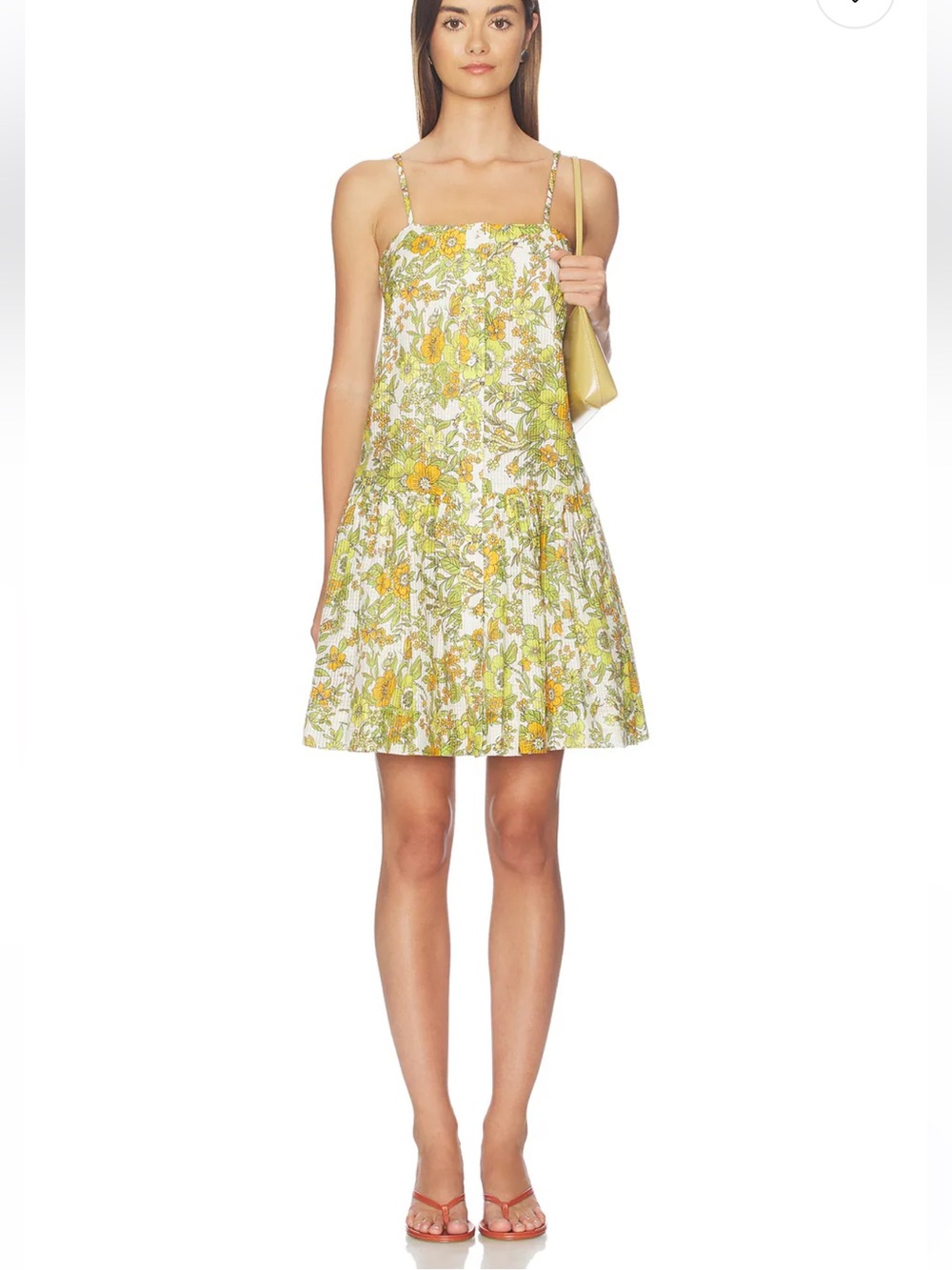 Alemais Kitty Mini Dress Floral Sundress with Yellow Green Print, 2 4 6 8